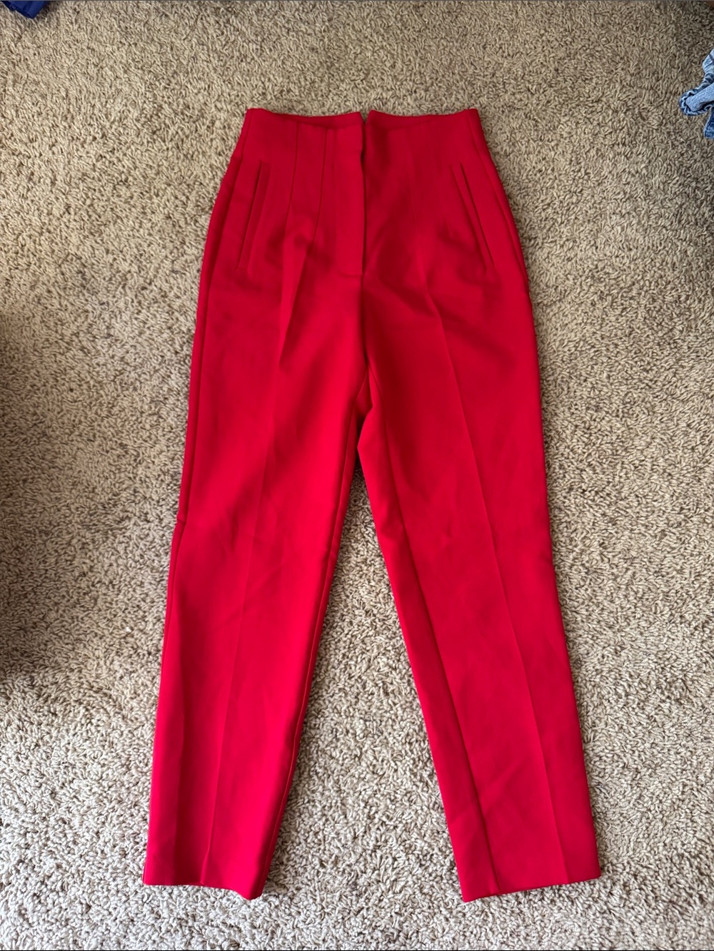 High-Rise Slim Tapered Red Trousers for Women